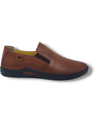 Zerhan 1002 Erkek Taba Hakiki Deri Loafer Ayakkabı