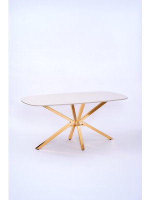 Çapraz Kum Beji High Gloss Yemek Masası 90*160 cm