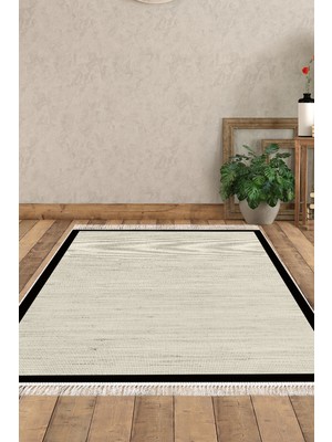 Kaymaz Dijital Mutfak & Salon Halı  Toprak Saçaklı Dokuma E5001 Bej Gri