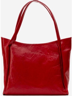 Kadın Çift Saplı Shopper Çanta Gerçek Deri Nova Koyu Kırmızı