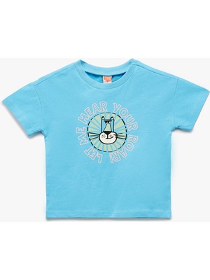 Koton Bisiklet Yaka Kısa Kollu Baskılı Pamuklu Tişört