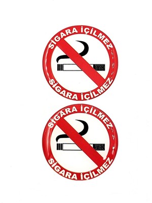 Damla Sticker Yuvarlak Sigara Içilmez Logo Sticker Boyut 6.8 cm 2 Adet