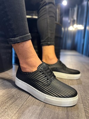 Sun&north Knack Fitilli Desenli Günlük Ayakkabı 076 Siyah (Beyaz Taban)