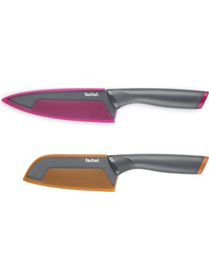Tefal Fresh Kitchen 2'li Şef Bıçağı 15 cm ve 12 cm Renkli Keskin Bıçak Seti