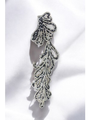 Yapıştırma Siyah ve Gümüş Taşlı Aksesuar