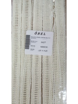 Dantel Polyester Güpür Bant Krem 15 Metre En 3 cm ON-1627-KR