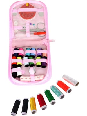 Dervis'İN İplik Set Fermuarlı Plastik Dikiş Seti Pembe