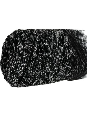 Dervis'İN Makrome İpi 3mm Polyester Siyah Gümüş  Simli