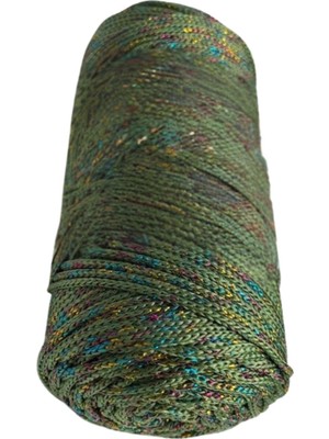 Dervis'İN Makrome İpi 3mm Polyester Haki Simli
