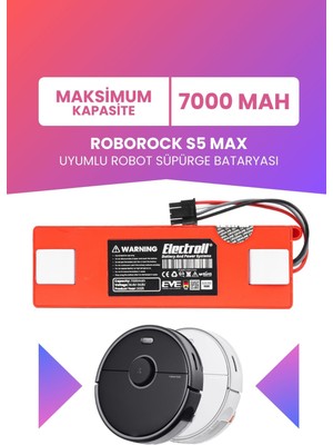 Roborock S5 Max Uyumlu Batarya (MAKSİMUM KAPASİTE) 7000mah Pil Robot Süpürge Batarya Değişimi