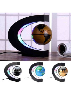 Elips Işıklı Manyetik Dünya Küresi – Havada Asılı Kalan Dekoratif LED Gece Lambası, Dönen Anti-Gravity Globe, Masaüstü Ofis ve Ev Dekoru, Hediye Seti