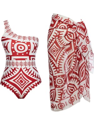 Sailor Moda Kadın Tek Omuz Pareolu Kırmızı Mayo Özel Tasarım ve Toparlayıcı Özellikli