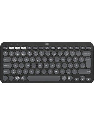 Logitech K380s Pebble Keys 2 Çoklu Cihaz Özellikli Bluetooth Türkçe Q Klavye - Siyah