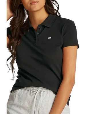 Kadın Tjw Slim Polo T-Shirt - Siyah