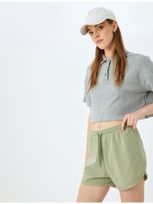 Koton Beli Bağcıklı Oversize Mini Şort