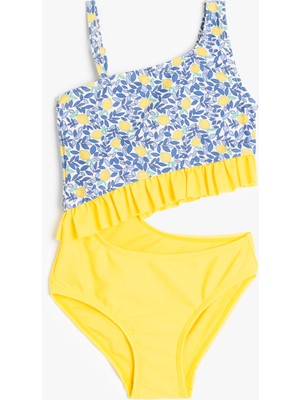 Koton Asimetrik Yaka Fırfır Detaylı Pencere Detaylı Mayo