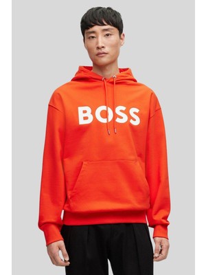 Boss Regular Fit  Kapüşonlu Erkek Sweatshirt Turuncu
