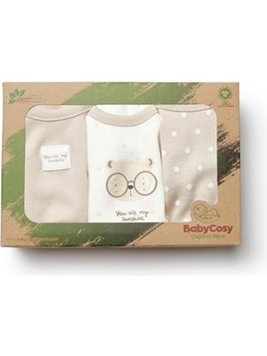 BabyCosy Organic Wear Bebek 3'lü Kısa Kol Body, %100 Organik Pamuk, Bebek ve Yenidoğan Serisi -CSY8121