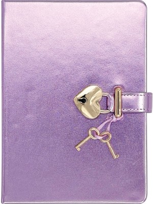 Victoria's Journals Hush Hush Kilitli Kutulu Metalik Çizgili Defter Lila 124-1912