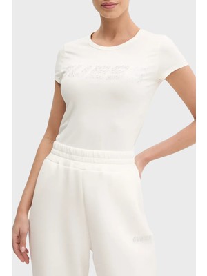 Guess New Kiara Taşlı Streç Pamuklu Regular Fit Bisiklet Yaka T Shirt V5GI20J1314 Bayan T Shirt V5GI20 J1314 G018