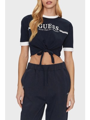 Guess Knot Pamuklu Boxy Fit Bağlamalı Bisiklet Yaka Crop T Shirt V5GI05I3Z14 Bayan T Shirt V5GI05 I3Z14 A71W