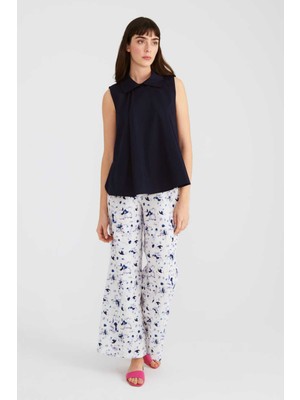 Yakalı Kolsuz Kadın Gömlek Lacivert Y2213549_015