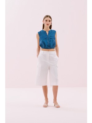 Kargo Cepli Bermuda Pantolon Beyaz Y2512058_002