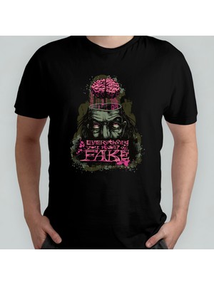 Pixxa Everything You Know Is Fake - Septik Unisex %100 Pamuklu Bisiklet Yaka T-Shirt Model 1