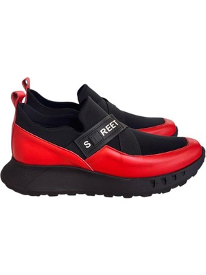 Tufan Shoes Kırmızı  Deri Comfort Taban Sneaker