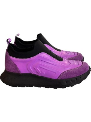 Tufan Shoes Mor  Deri Comfort Taban Sneaker