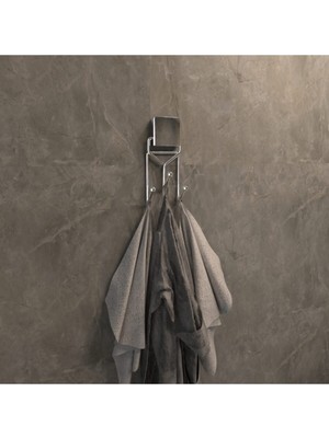 Decorev Yapışkanlı Lüks Banyo Havluluk Askılığı Üçlü Krom Metal Paslanmaz Havluluk