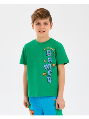 Skechers B Graphic Tee T-Shirt Büyük Erkek Çocuk Dark Green  Sk2510028-300