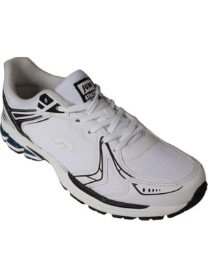 Jump Erkek Siyah Beyaz Gri Fileli Memory Kalın Taban Spor Ayakkabı Düz Taban Yapısı ile Konforlu