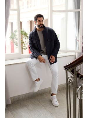 Standart Fit Normal Kesim Gömlek Yaka %100 Pamuk Mont