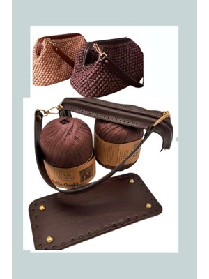 Angel Çanta Aksesuar Angel Nezcraft Model Örgü Çanta Seti Renkli Kadın Aksesuar 2 Adet Derili Kulplu