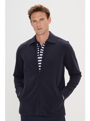 Standart Fit Normal Kesim Gömlek Yaka Pamuklu Esnek Mont