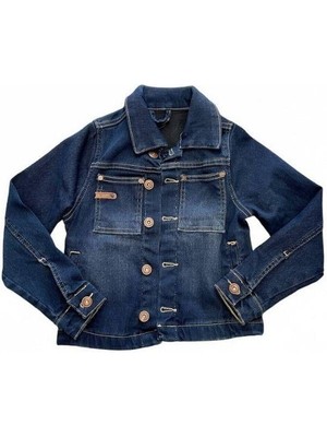 Breeze Çocuk Koyu Renk Düğme Detaylı Kot Ceket