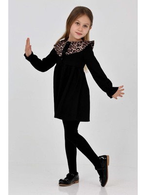 Eftelya Kız Çocuk Yaka Desenli Bürümcük Elbise 12190