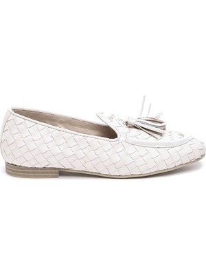 Hakiki Deri Püsküllü Bantlı Kadın Babet