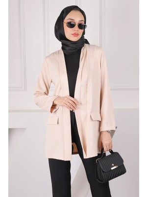 İmaj Butik Bej Şal Yaka Krep Ceket
