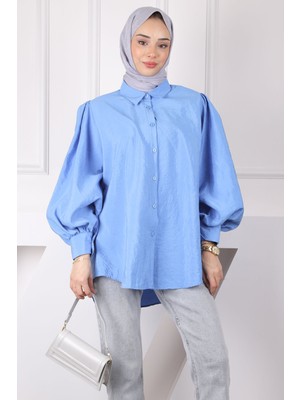 İmaj Butik Mavi Balon Kol Gömlek