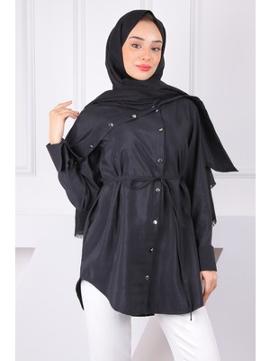 İmaj Butik Siyah Yaka Detaylı Modal Tunik