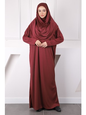 İmaj Butik Bordo Tek Parça Namaz Elbisesi