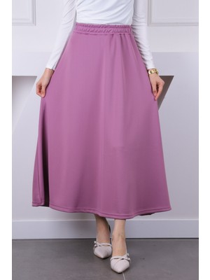 İmaj Butik Gül Kurusu Bel Lastikli Scuba Puf Etek