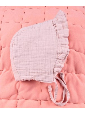 Cigit Bağlamalı Fırfırlı Müslim Bebek Şapka Pudra Pembe