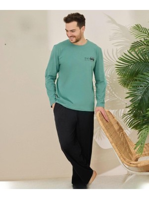 Pijamoni Erkek Pamuklu Bisiklet Yaka Uzun Kol Ince Pijama Takımı 6150/5 - 1 Adet