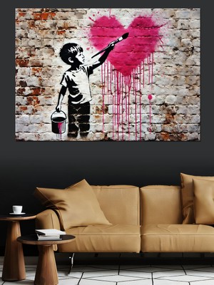 Grafiti Ile Balon Çocuk Dekoratif Kanvas - Mdf Ahşap Tablo