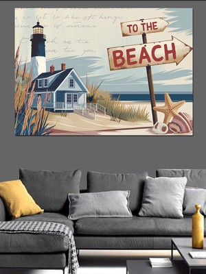 Sahil ve Deniz Feneri Dekoratif Kanvas - Mdf Ahşap Tablo