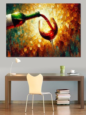 Dökülen Kırmızı Şarap Dekoratif Kanvas - Mdf Ahşap Tablo
