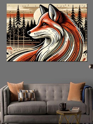 Sanatsal Tilki Portresi Dekoratif Kanvas - Mdf Ahşap Tablo